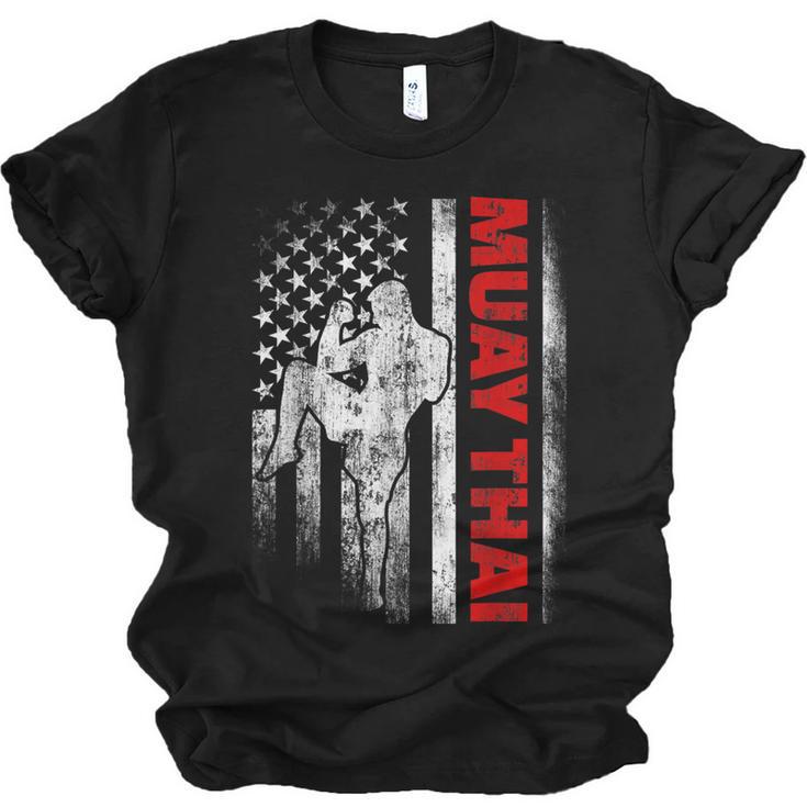 Muay Thai Boxing US American Flag Unisex Jersey T-Shirt