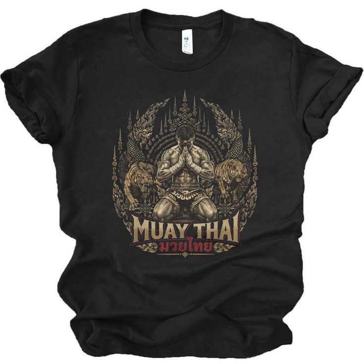 Muay Thai Clinch Vintage Thai Boxing Fighter Art Unisex Jersey T-Shirt