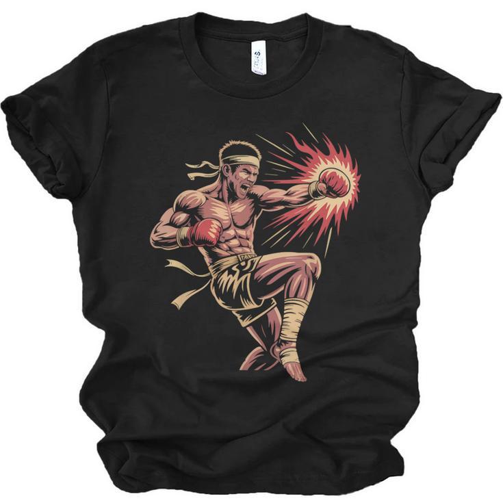 Muay Thai Fighter Southpaw Stance Minimal Silhouette Clean Unisex Jersey T-Shirt
