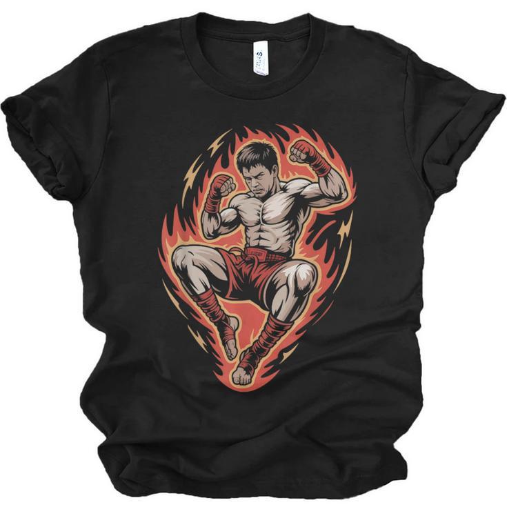 Muay Thai Fighter Teep Push Kick Minimal Line Art Clean Unisex Jersey T-Shirt