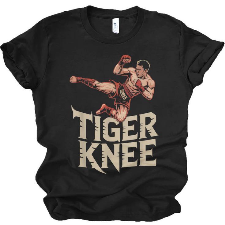 Muay Thai Fighter Tiger Knee Vintage Distressed Badge Unisex Jersey T-Shirt