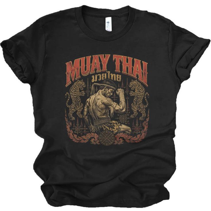 Muay Thai Grandpa Vintage Thai Boxing Fighter Art Unisex Jersey T-Shirt
