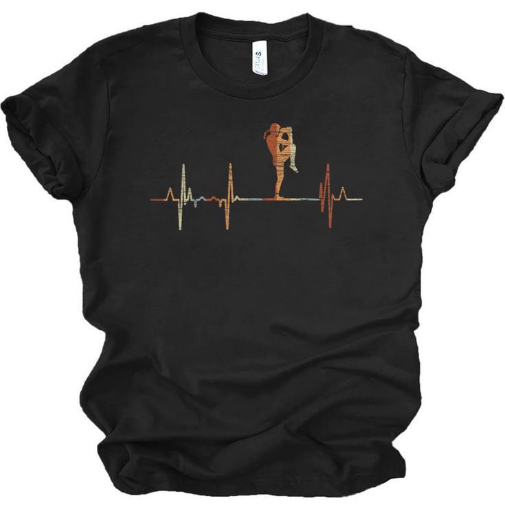 Muay Thai Heartbeat Vintage ECG Cardiogram Retro Unisex Jersey T-Shirt