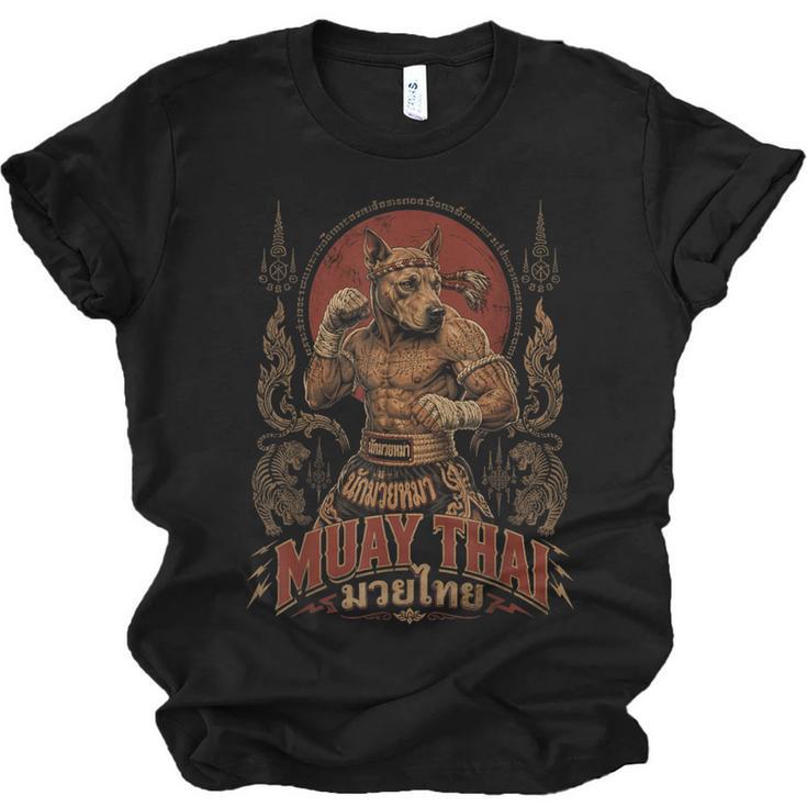 Muay Thai Roots Vintage Thai Boxing Fighter Thailand Dog Unisex Jersey T-Shirt