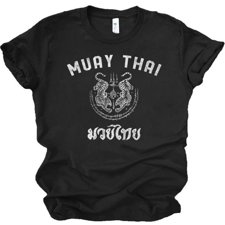 Muay Thai Twin Tiger Kickboxing MMA T-Shirt Unisex Jersey T-Shirt