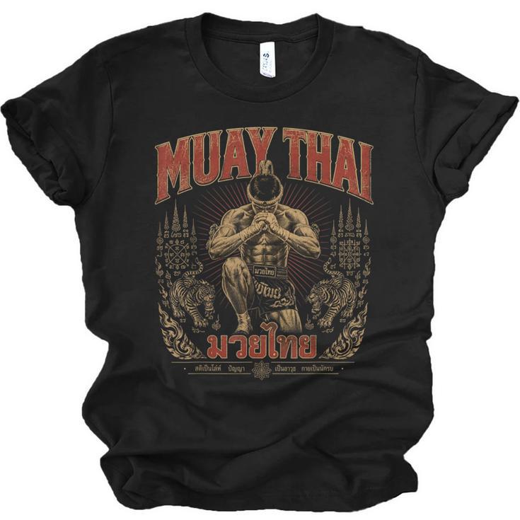Retro Thailand Muay Thai Thai Boxing Fighter Art Unisex Jersey T-Shirt