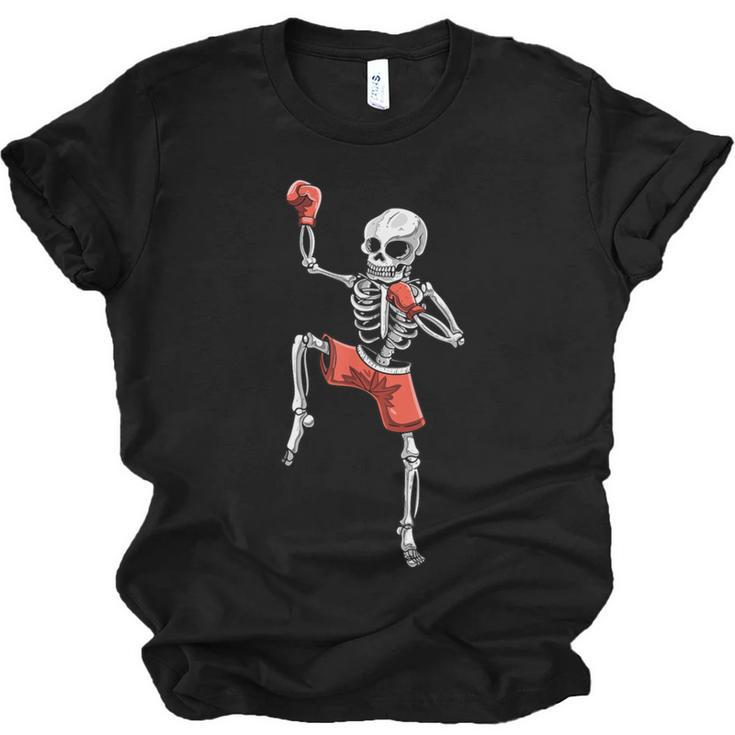 Skeleton Muay Thai Halloween Kickboxing MMA Fighter Costume Unisex Jersey T-Shirt