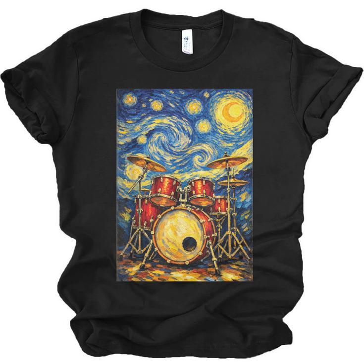 Starry Night Drum Kit Van Gogh Style Art Unisex Jersey T-Shirt