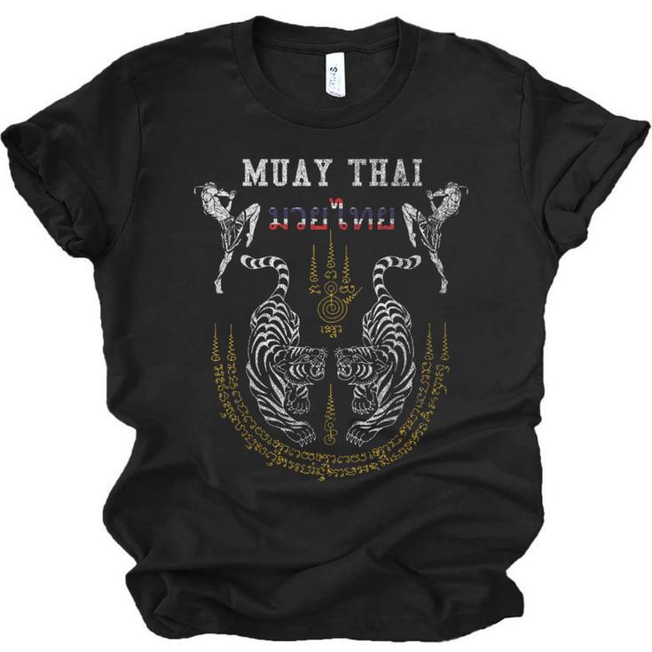 Twin Tiger Sak Yant Muay Thai Fighter Tee Martial Art Unisex Jersey T-Shirt