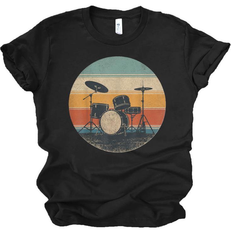 Vintage Drum Kit Silhouette Retro Music Unisex Jersey T-Shirt