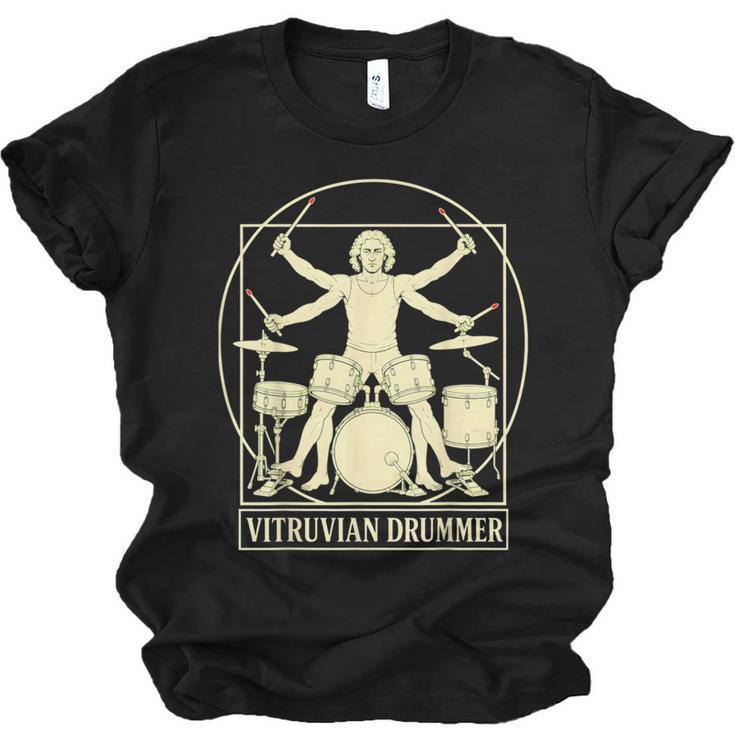 Vitruvian Drummer Drum Kit Music Lover Musician Men Unisex Jersey T-Shirt