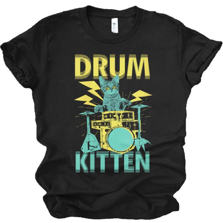 Women's Cute Drummer Cat Drum Kitten Unisex Jersey T-Shirt