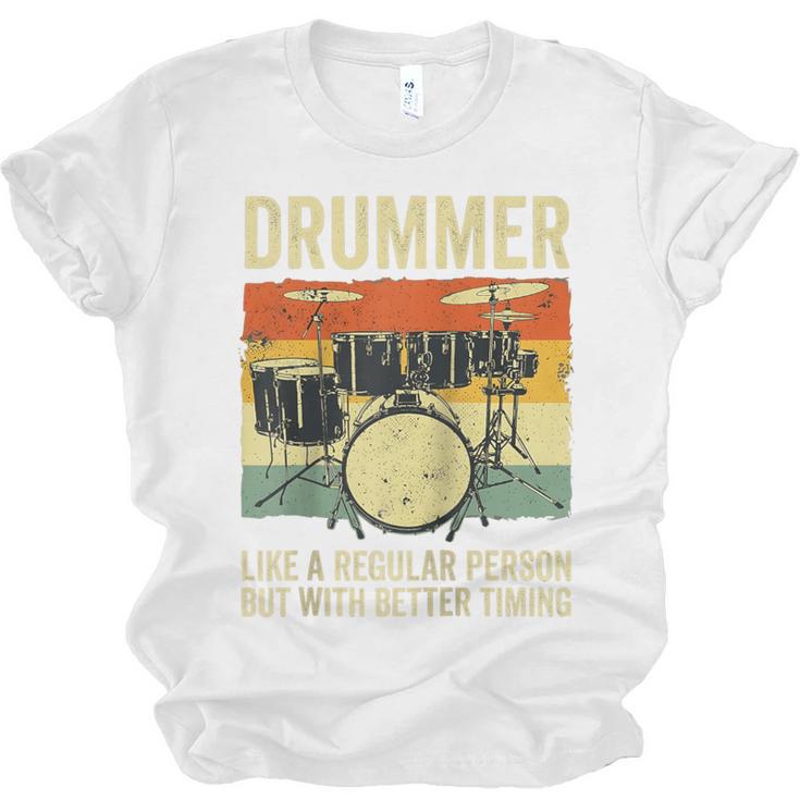 Drummer Better Timing Retro Vintage Sunset Drum Kit Graphic Raglan Baseball Tee Unisex Jersey T-Shirt