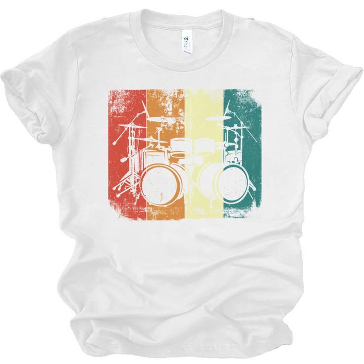 Drumset Cool Retro Vintage Drum Kit Drummer Music Percussion Unisex Jersey T-Shirt