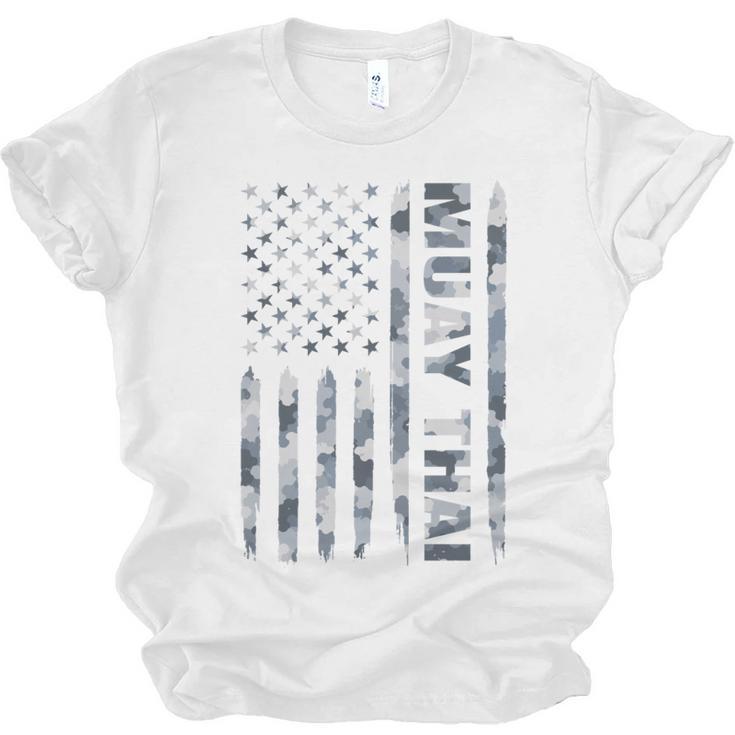 Muay Thai American Flag Camo Military Patriotic Unisex Jersey T-Shirt