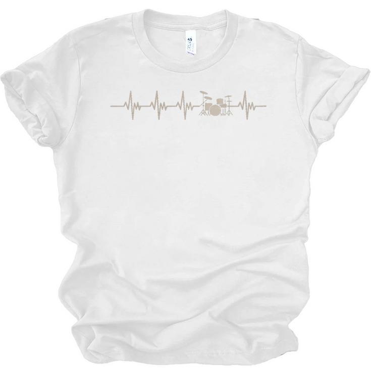 Vintage Drum Kit Heartbeat Graphic For Drummers Unisex Jersey T-Shirt