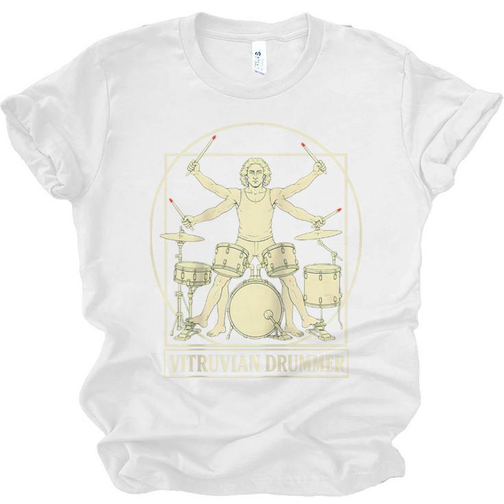 Vitruvian Drummer Drum Kit Music Lover Musician Men Raglan Baseball Tee Unisex Jersey T-Shirt