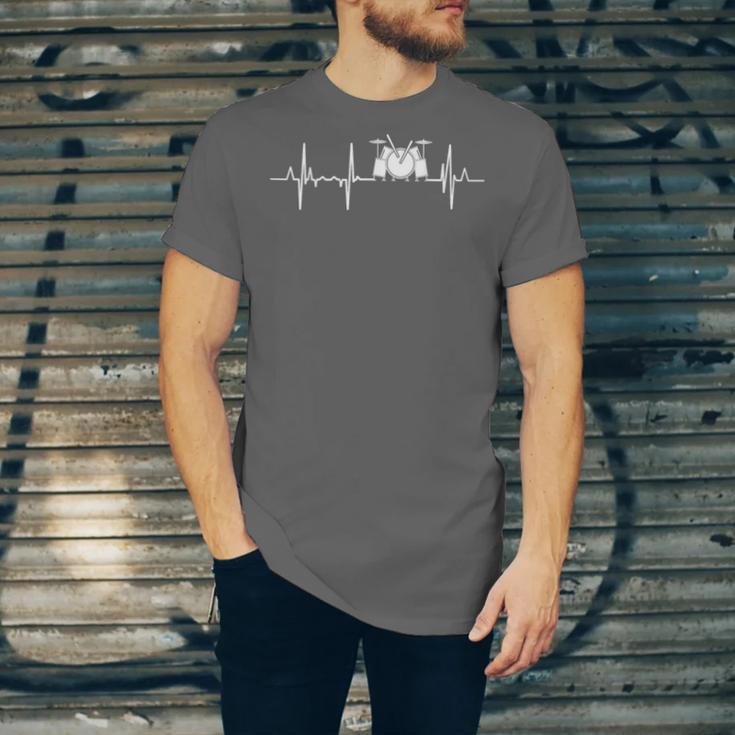 Drum Kit Cardiogram Drum Musician ECG Unisex Jersey T-Shirt Drum Kit Cardiogram Drum Musician ECG Unisex Jersey T-Shirt