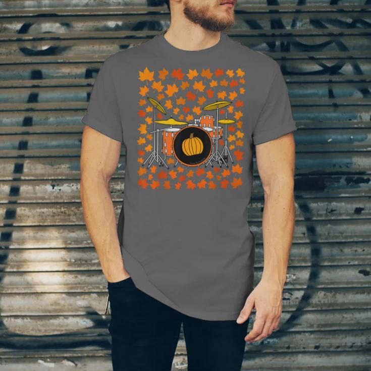 Drum Kit With Leaves Fall Drummer Autumn Musician Unisex Jersey T-Shirt Drum Kit With Leaves Fall Drummer Autumn Musician Unisex Jersey T-Shirt
