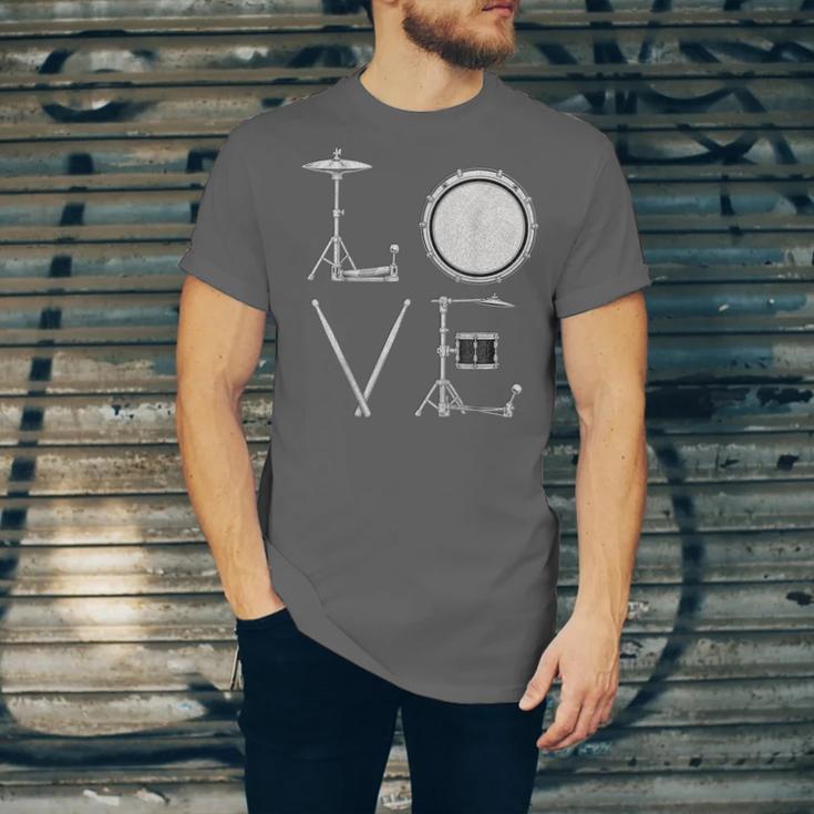 Drum Kit Love Illustration For Music Enthusiasts Unisex Jersey T-Shirt