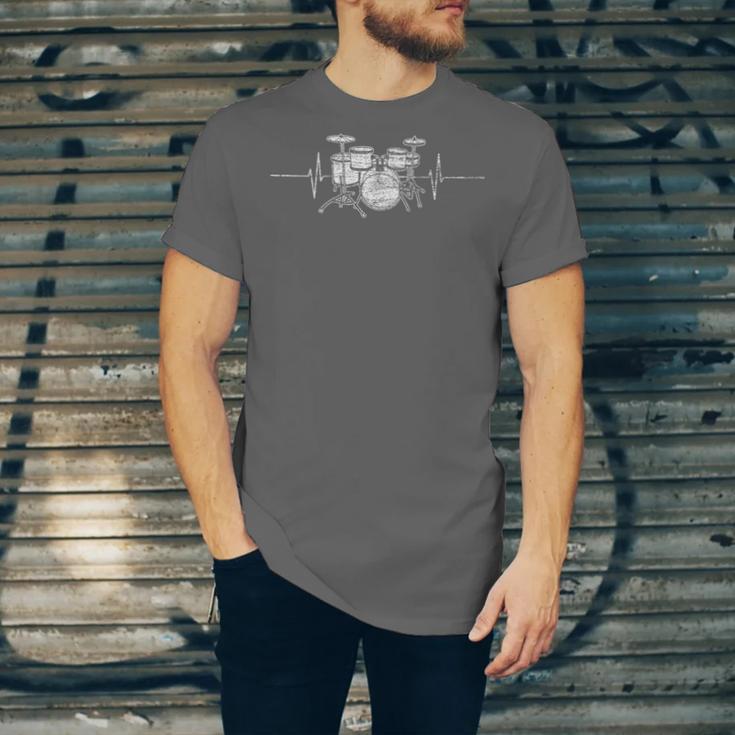 ECG Heartbeat Music Lovers Drumsticks Drum Kit Unisex Jersey T-Shirt ECG Heartbeat Music Lovers Drumsticks Drum Kit Unisex Jersey T-Shirt
