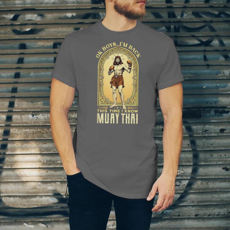 Jesus Knows Muay Thai Boxing Kickboxing MMA Unisex Jersey T-Shirt