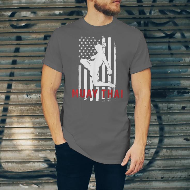 Muay Thai American Flag Fighter Patriotic Unisex Jersey T-Shirt