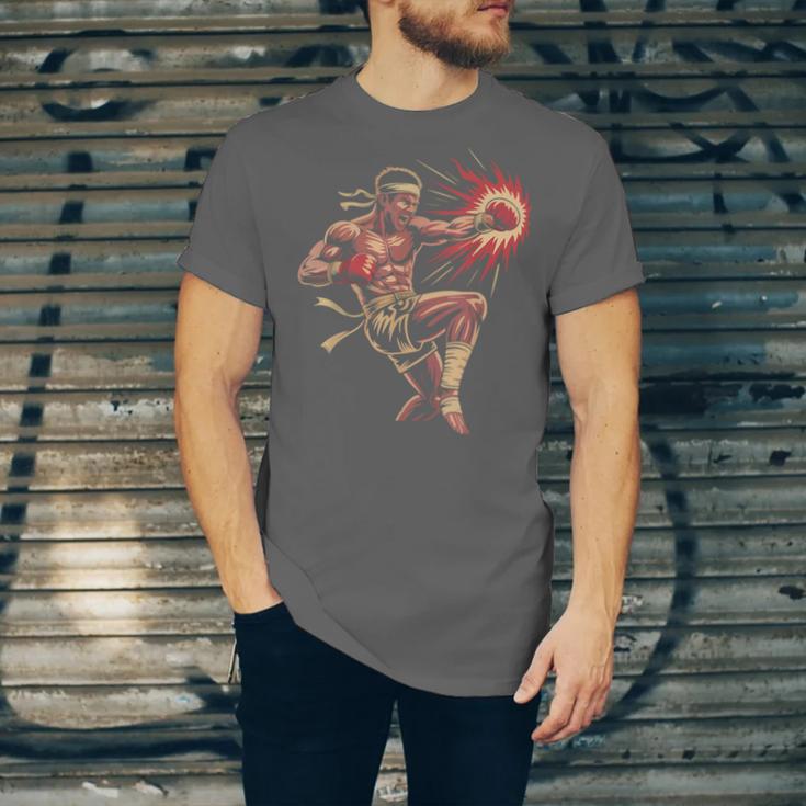 Muay Thai Fighter Southpaw Stance Minimal Silhouette Clean Unisex Jersey T-Shirt
