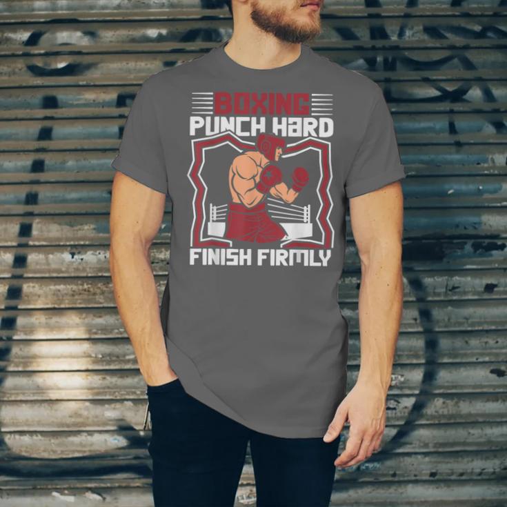 Punch Hard Finish Firmly Kickboxer Fan Muay Thai Boxing Unisex Jersey T-Shirt Punch Hard Finish Firmly Kickboxer Fan Muay Thai Boxing Unisex Jersey T-Shirt