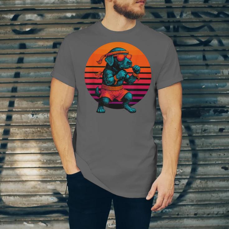 Retro Dog With Gloves Muay Thai Fighter Unisex Jersey T-Shirt Retro Dog With Gloves Muay Thai Fighter Unisex Jersey T-Shirt