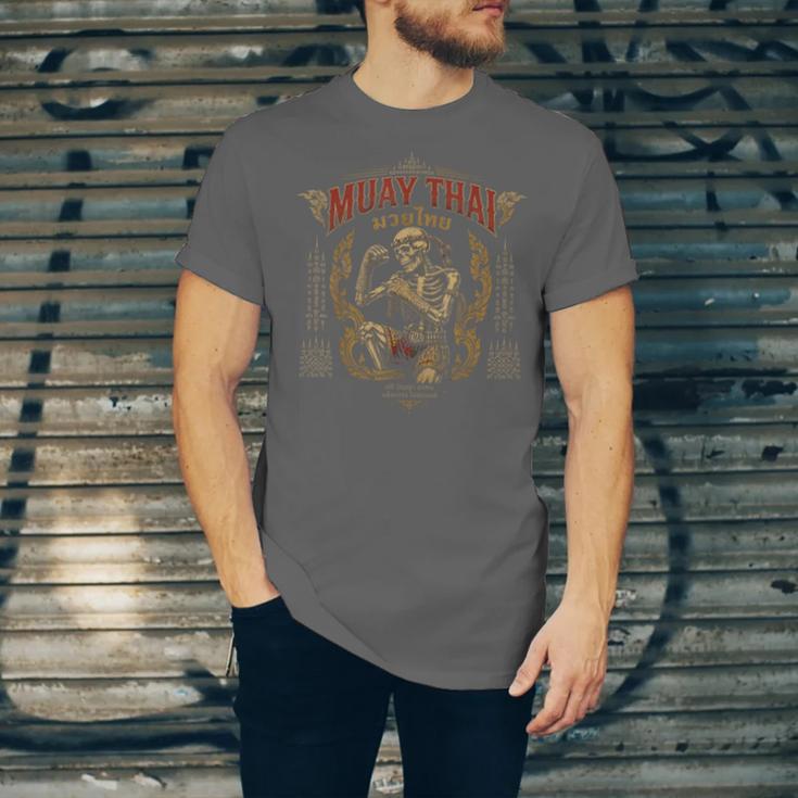 Retro Muay Thai Shorts Thai Boxing Fighter Style Skeleton Unisex Jersey T-Shirt