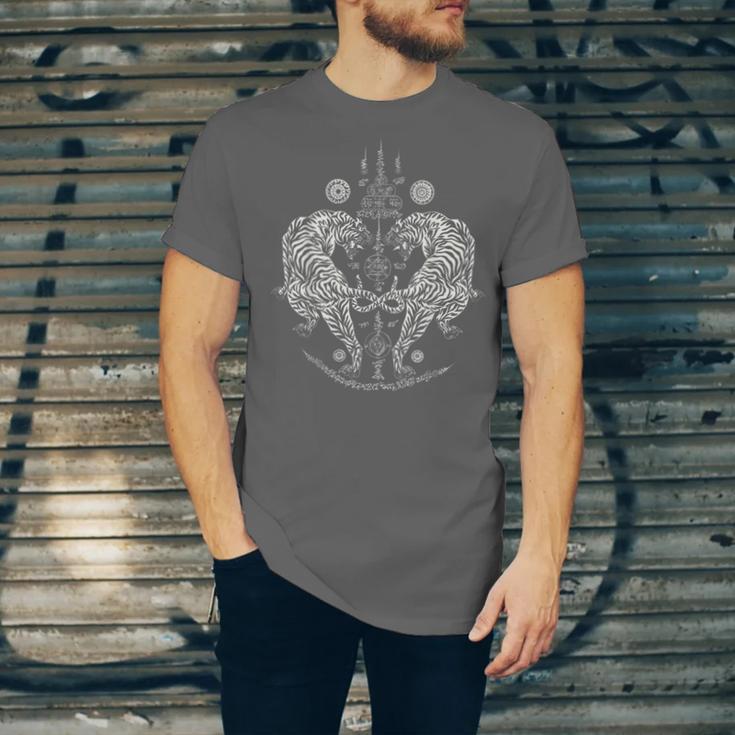 Sak Yant Thai Tattoo Twin Tiger For Muay Thai Fighter Boxing Unisex Jersey T-Shirt