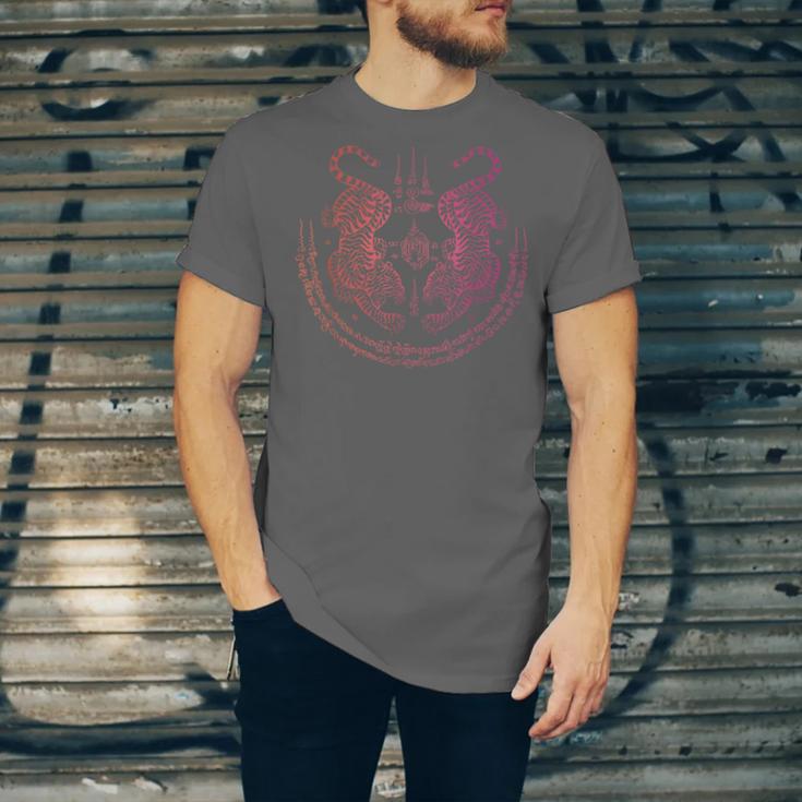 Thai Tattoo Twin Tiger Sak Yant Muay Thai Thailand Graphic Unisex Jersey T-Shirt Thai Tattoo Twin Tiger Sak Yant Muay Thai Thailand Graphic Unisex Jersey T-Shirt