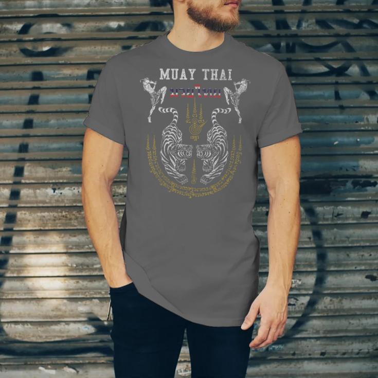 Twin Tiger Sak Yant Muay Thai Fighter Tee Martial Art Unisex Jersey T-Shirt