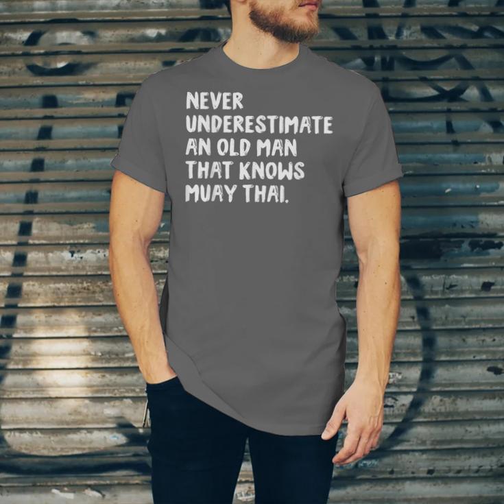 Never Underestimate An Old Man That Knows Muay Thai Unisex Jersey T-Shirt Never Underestimate An Old Man That Knows Muay Thai Unisex Jersey T-Shirt