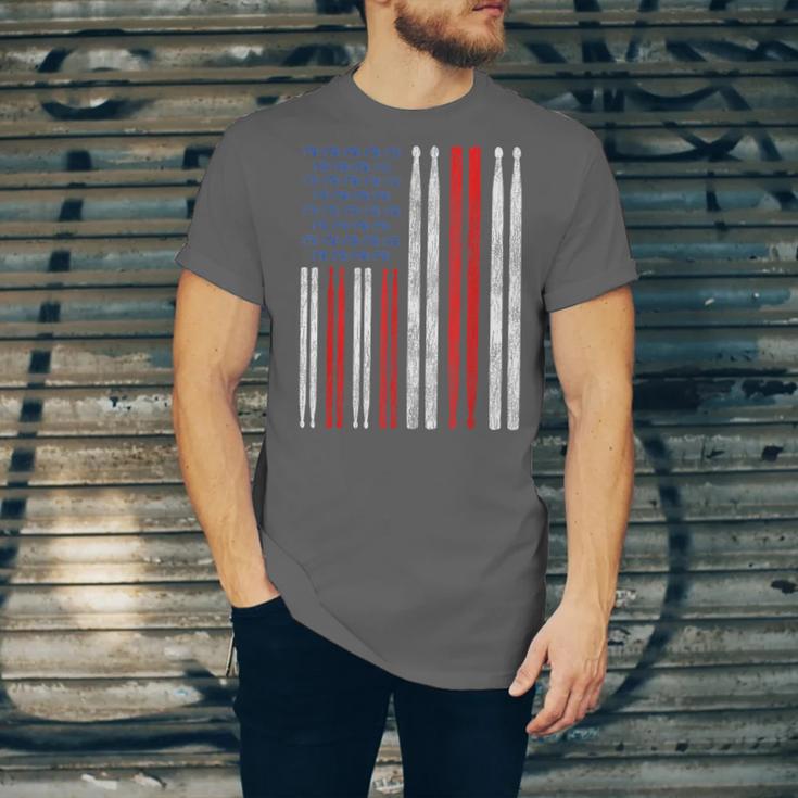 USA Flag Drumsticks Drum Kit Unisex Jersey T-Shirt