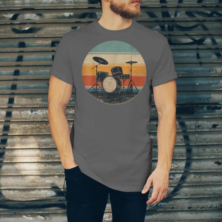 Vintage Drum Kit Silhouette Retro Music Unisex Jersey T-Shirt Vintage Drum Kit Silhouette Retro Music Unisex Jersey T-Shirt