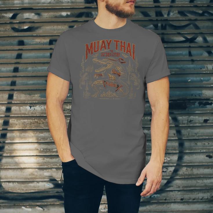 Vintage Muay Thai Wai Kru Thai Boxing Ritual Art Crocodile Unisex Jersey T-Shirt