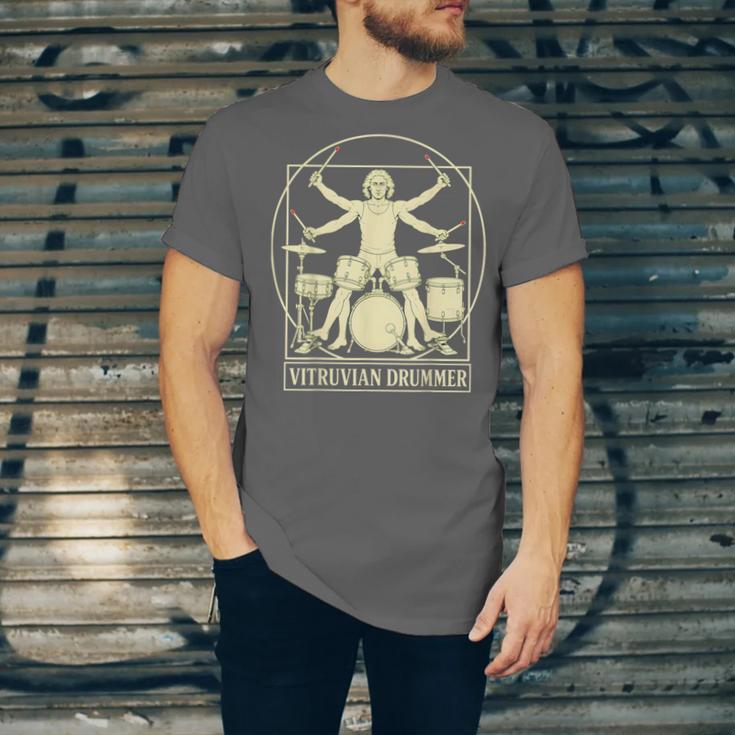 Vitruvian Drummer Drum Kit Music Lover Musician Men Unisex Jersey T-Shirt