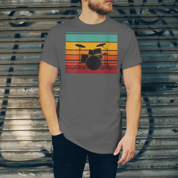Women's Retro Drum Kit Silhouette With Color Stripes Unisex Jersey T-Shirt Women's Retro Drum Kit Silhouette With Color Stripes Unisex Jersey T-Shirt