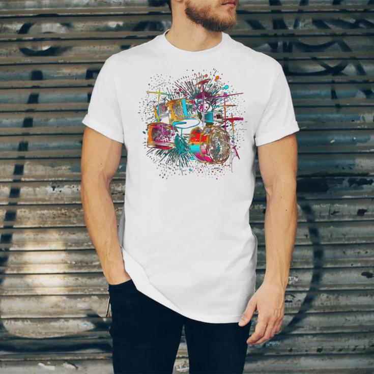 Drums Pop Art Drummer Drum Kit Unisex Jersey T-Shirt