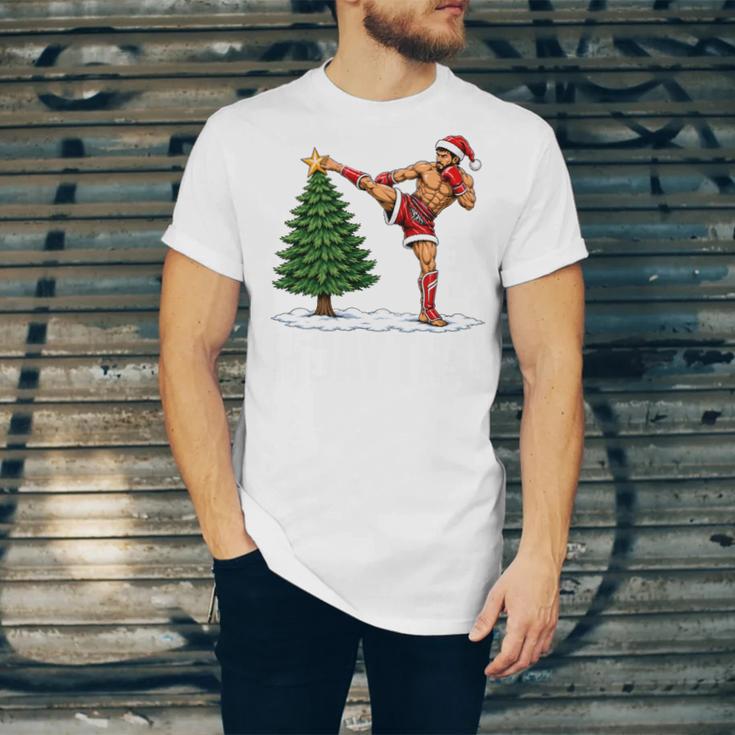Festive Muay Thai Santa Christmas Unisex Jersey T-Shirt