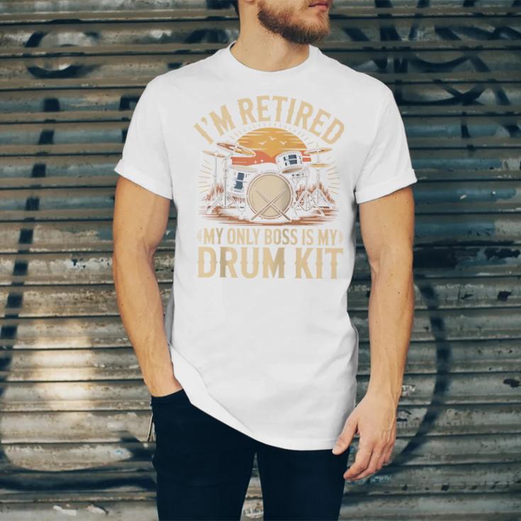 I'm Retired My Only Boss Is My Drum Kit Drums Drummer Raglan Baseball Tee Unisex Jersey T-Shirt I'm Retired My Only Boss Is My Drum Kit Drums Drummer Raglan Baseball Tee Unisex Jersey T-Shirt