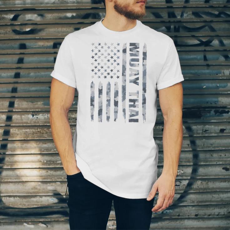 Muay Thai American Flag Camo Military Patriotic Unisex Jersey T-Shirt