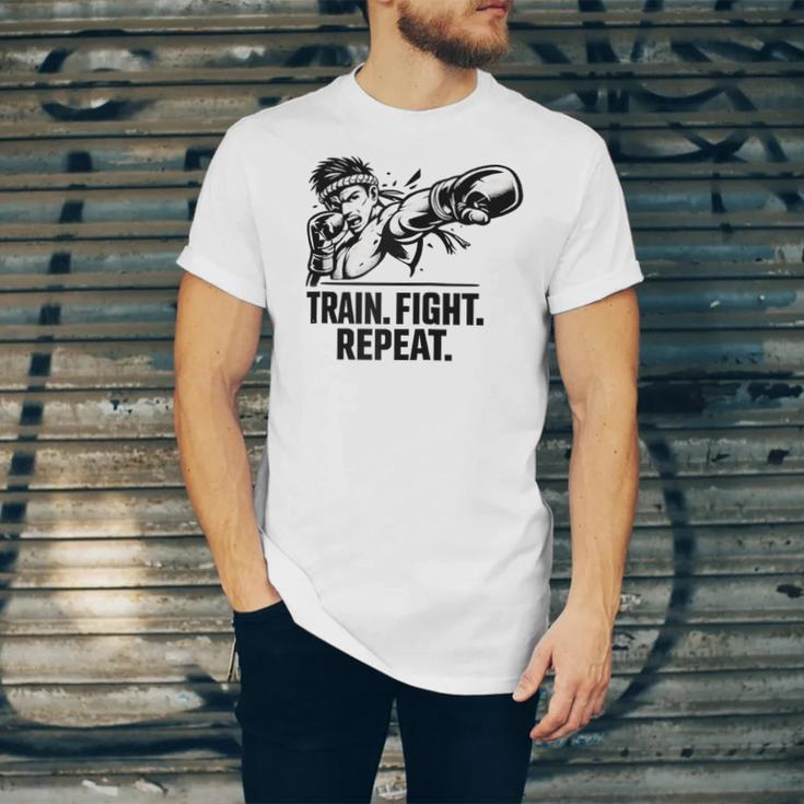 Train Fight Repeat Nak Muay Thai Boxing Fighter Raglan Baseball Tee Unisex Jersey T-Shirt Train Fight Repeat Nak Muay Thai Boxing Fighter Raglan Baseball Tee Unisex Jersey T-Shirt