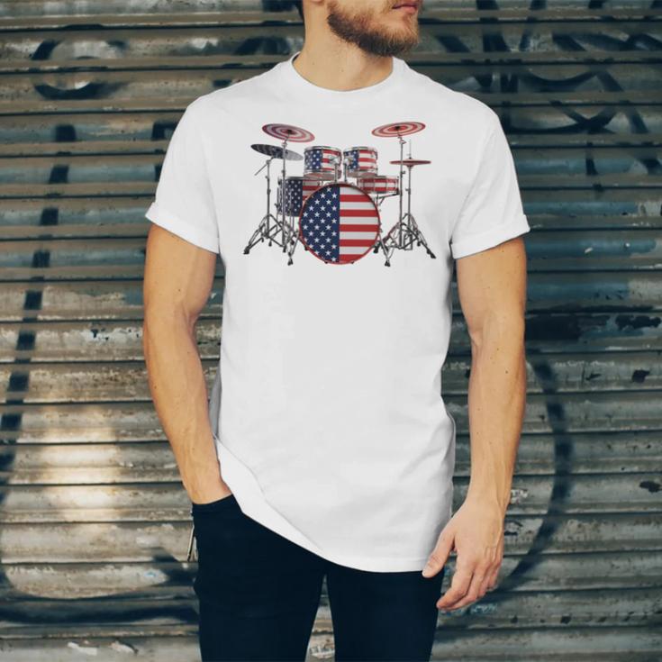USA Patriotic Drum Kit American Flag Drum Set Unisex Jersey T-Shirt USA Patriotic Drum Kit American Flag Drum Set Unisex Jersey T-Shirt