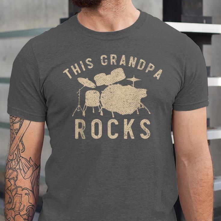 Dieser Opa Rockt Trommzeuger Drummer Musik Drum Kit Unisex Jersey T-Shirt