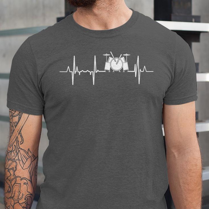 Drum Kit Cardiogram Drum Musician ECG Unisex Jersey T-Shirt Drum Kit Cardiogram Drum Musician ECG Unisex Jersey T-Shirt