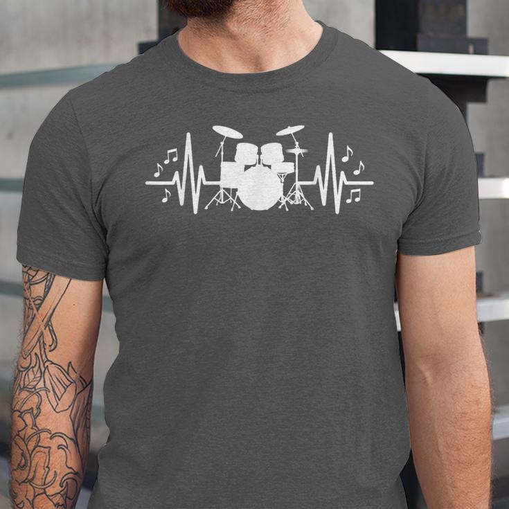 Drum Kit Heartbeat Drummer Music Lover EKG Pulse Set Note Unisex Jersey T-Shirt Drum Kit Heartbeat Drummer Music Lover EKG Pulse Set Note Unisex Jersey T-Shirt