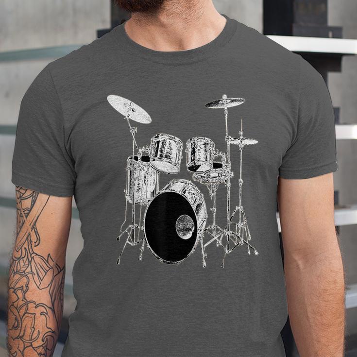 Drums Drum Kit Music Unisex Jersey T-Shirt Drums Drum Kit Music Unisex Jersey T-Shirt
